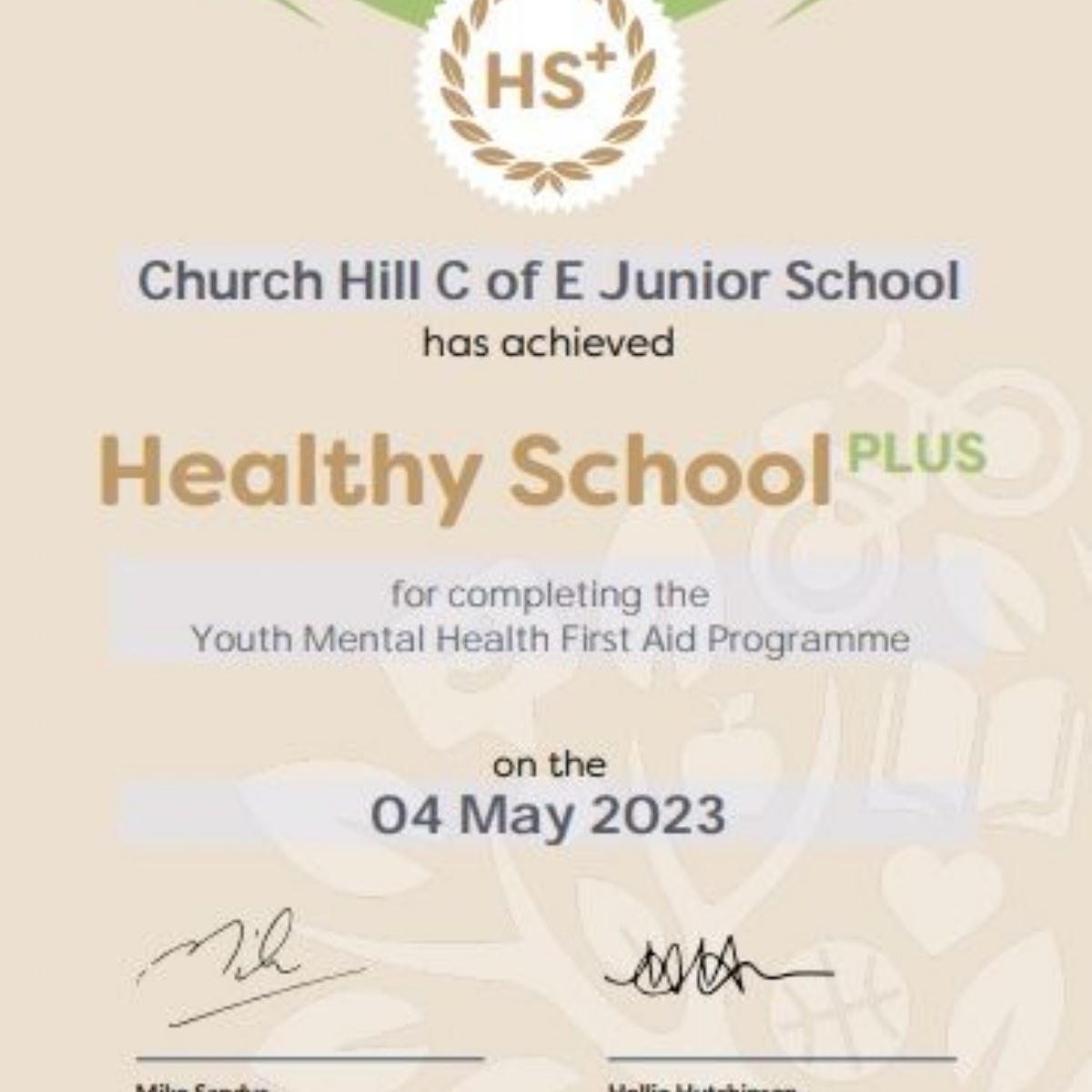 church-hill-c-of-e-junior-school-healthy-school-plus-award-achieved